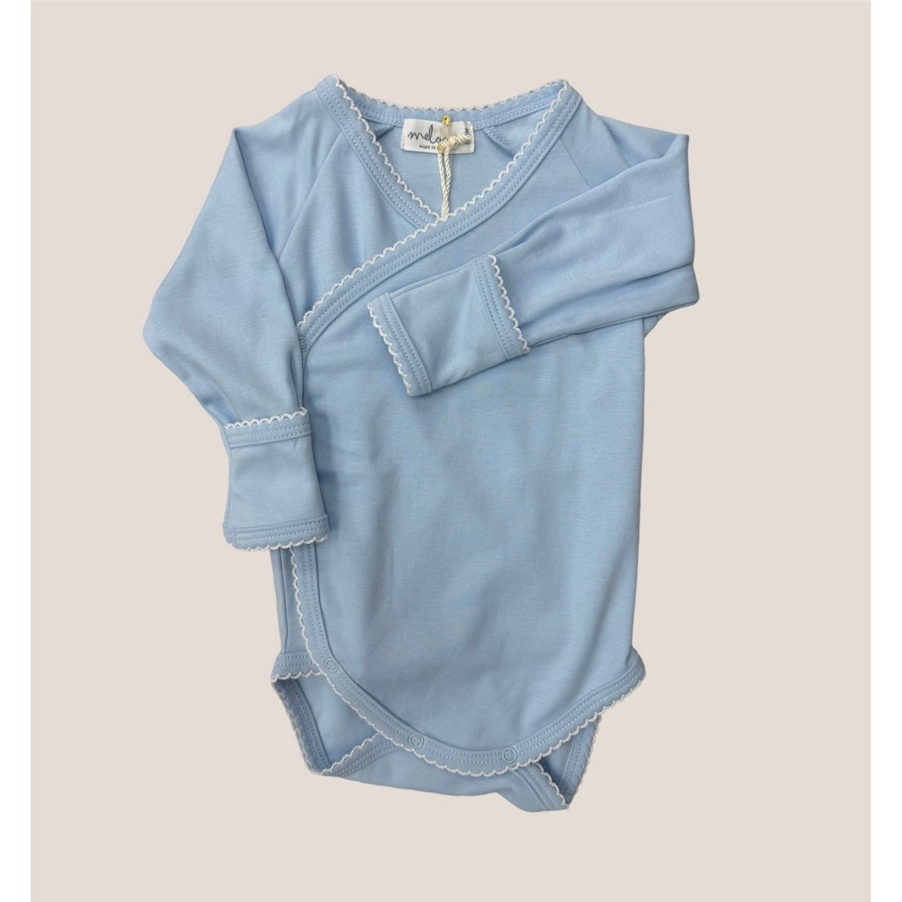 Kimono Pima Cotton Bodysuit | Light Blue