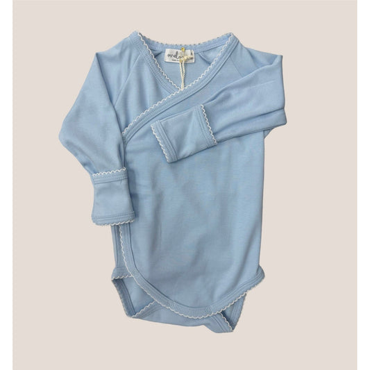 Kimono Pima Cotton Bodysuit | Light Blue